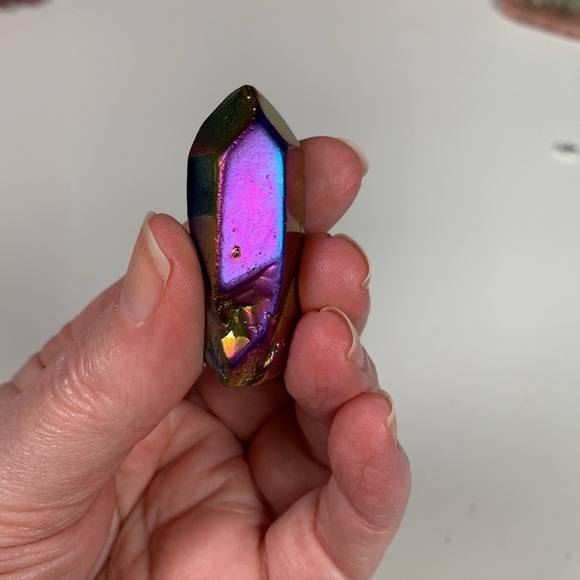 Electroplated Quartz Point – Stunning Crystal with Iridescent Metallic Coating - Picture 1 of 5